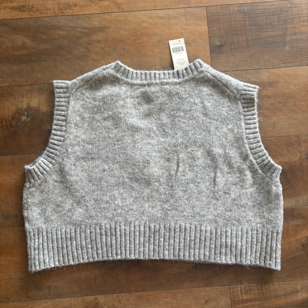 Boden Wool Mohair Blend Fuzzy Crop Sweater Vest Gray Sleeveless Women's Size XL - Picture 2 of 6